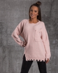 Пуловер с джоб Equality, Розов Цвят