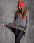 Пуловер с пачове Adorn, Сив Цвят