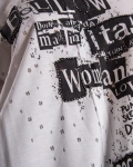 Блуза с камъчета и надписи Rock 'n' Roll, Бял Цвят