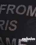 Тениска с надпис с брокат Paris, Черен Цвят