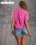Тениска с накъсан ефект Porte, Розов Цвят