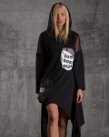 Асиметрична рокля с качулка Oppose, Черен Цвят